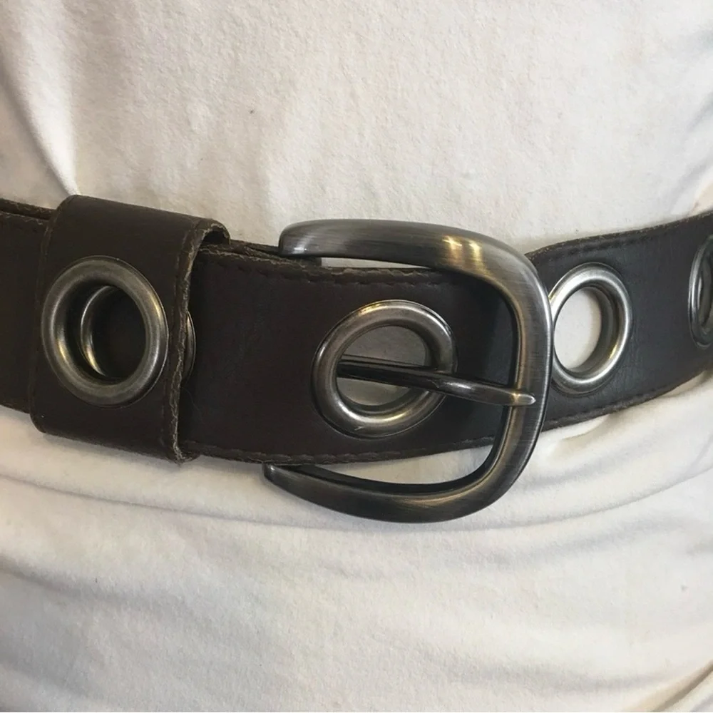 Jordache dark brown aged silver grommet belt M/L